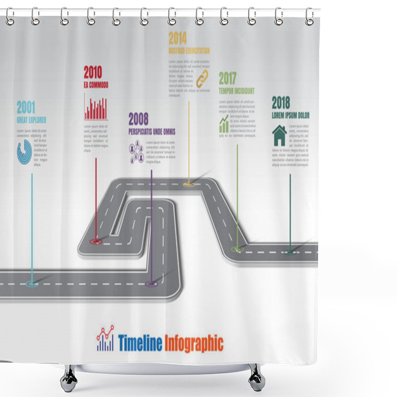 Personality  Business Road Map Timeline Infographic, Vector Illustration Shower Curtains