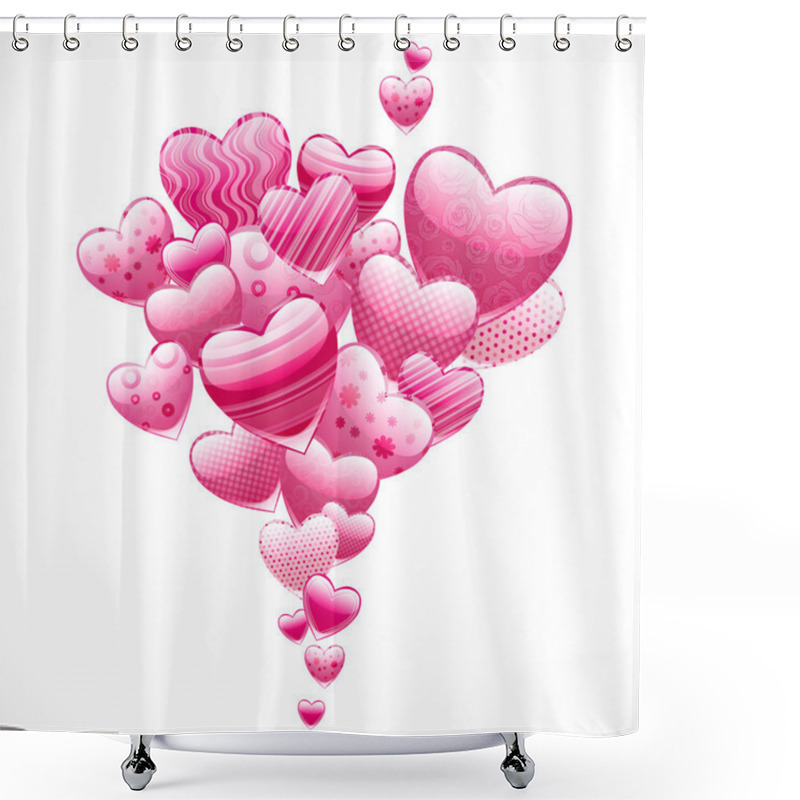 Personality  Abstract Flying Hearts. Vector Image. Shower Curtains