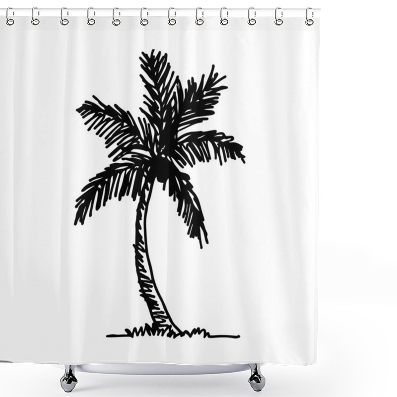 Personality  Doodle Coconut Tree Icon  Shower Curtains