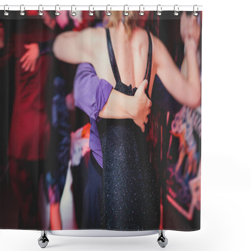 Personality  Couples Dancing Argentinian Dance Milonga In The Ballroom, Tango Lesson In The Red Lights, Dance Festival Shower Curtains