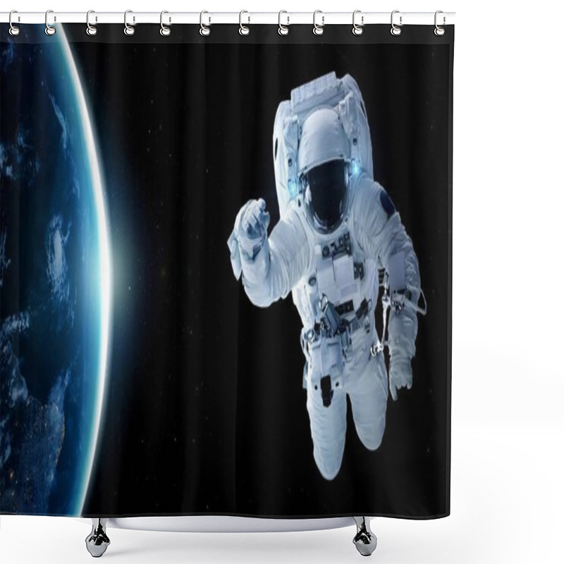 Personality  Astronaut Spaceman Do Spacewalk While Working For Spaceflight Mission Shower Curtains