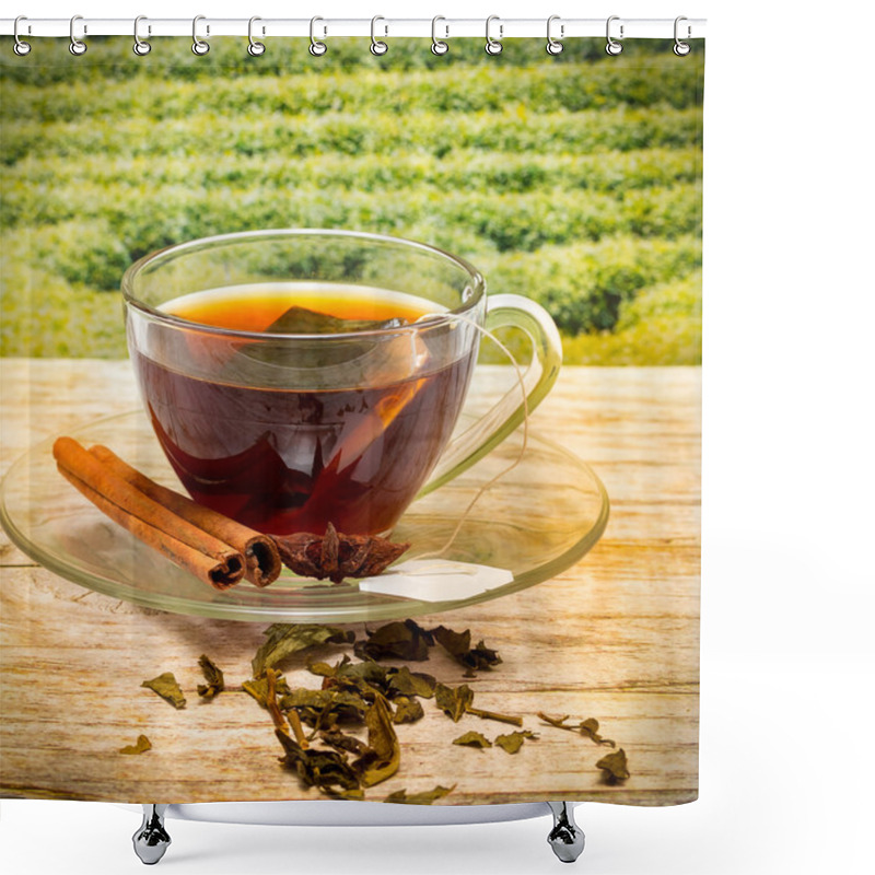 Personality  Tea With Cinnamon Indicates Break Time And Beverage  Shower Curtains