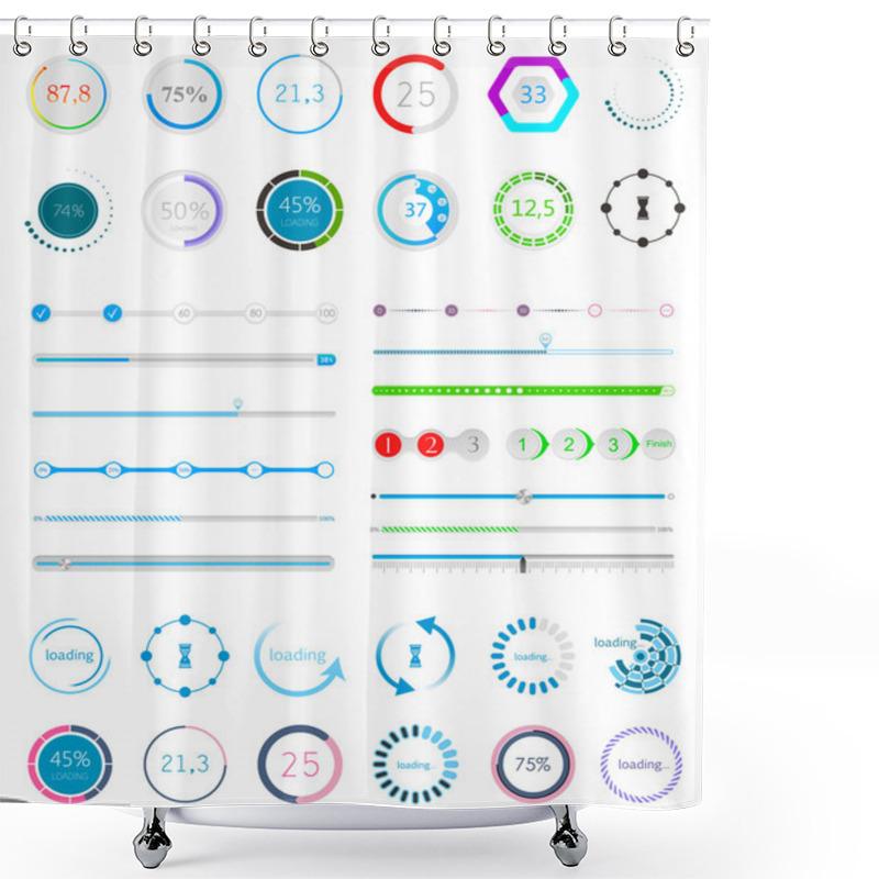 Personality  Set Of Preloaders And Loading Bars Shower Curtains