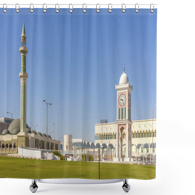 Personality  Grand Mosque And Clock Tower In Doha Shower Curtains