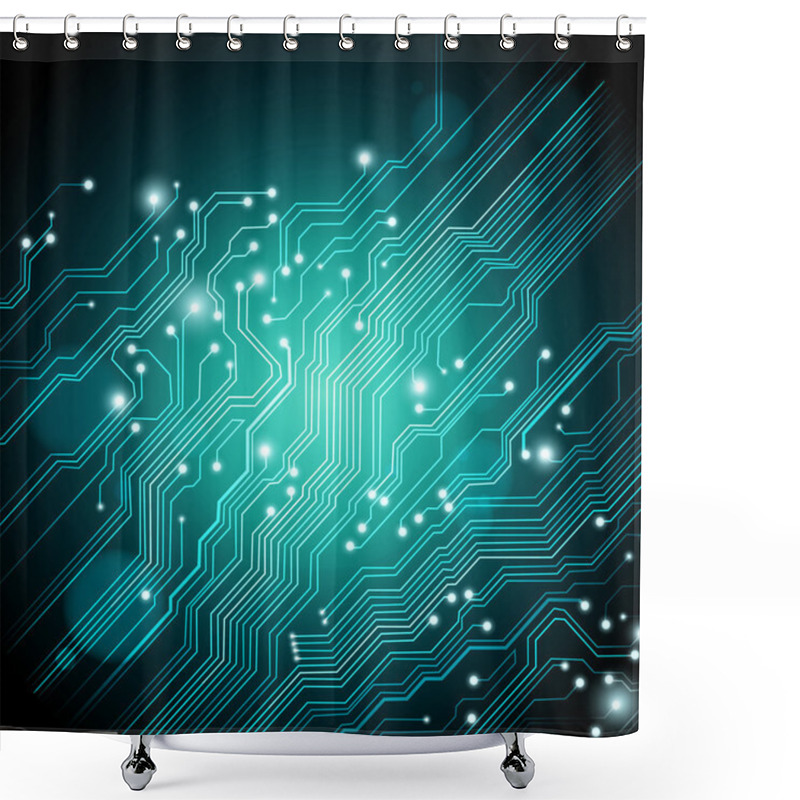 Personality  High Tech Vector Background With Circuit Board Texture Shower Curtains