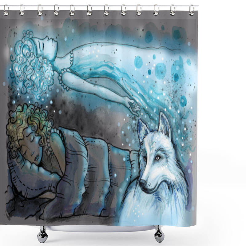 Personality  Astral Projection Illustration Shower Curtains