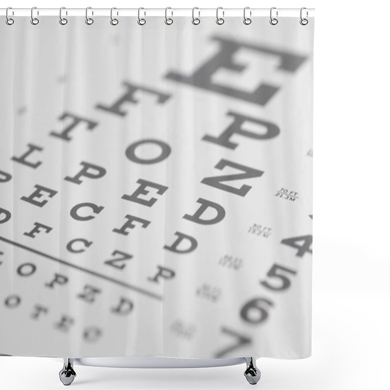 Personality  Eyesight Test Chart Isolated On White Background Shower Curtains