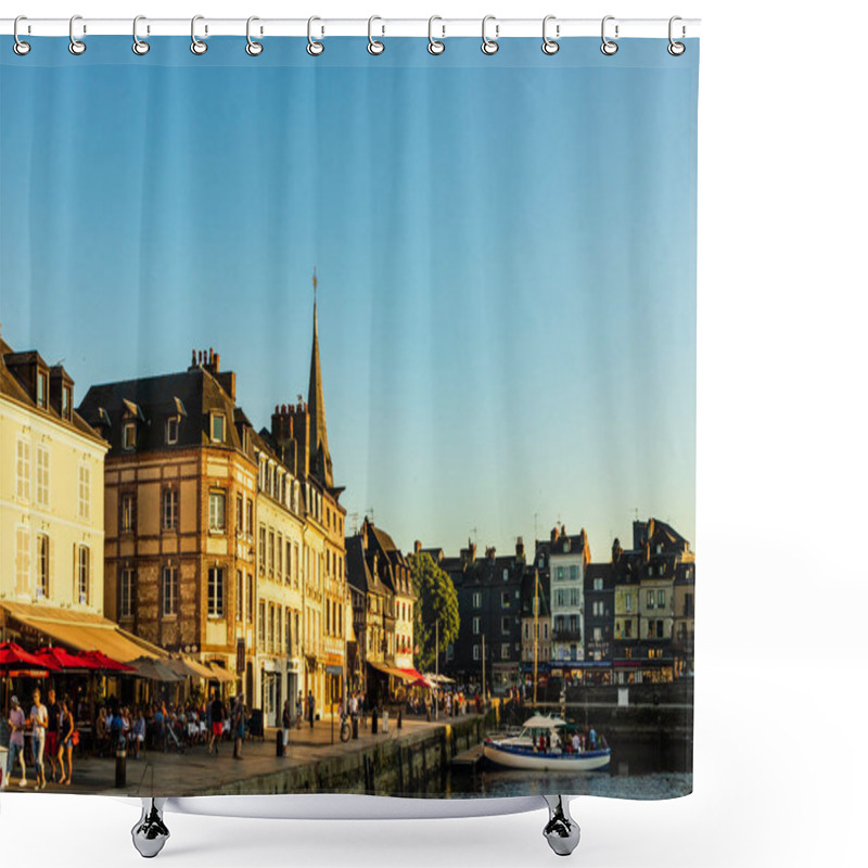 Personality  Hondleur, France - 2019.Spectacular Famous Harbor In Normandy, Honfleur Skyline And Water With Boats. Shower Curtains