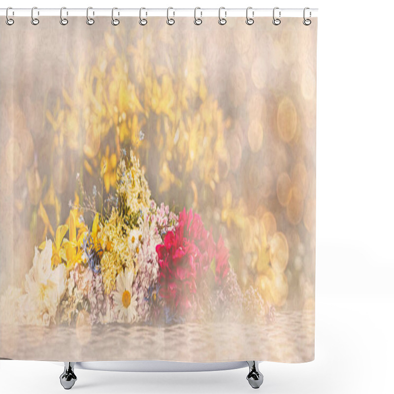 Personality  Beautiful Meadow Flower Background And Painting Effect. Shower Curtains