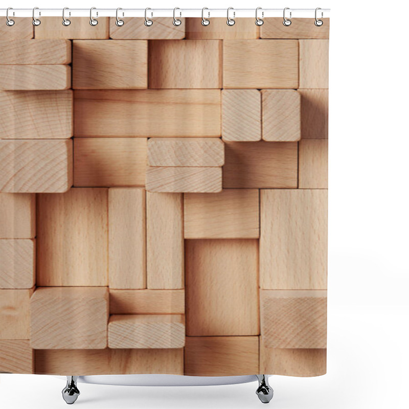 Personality  Wood Blocks Wall Texture Shower Curtains