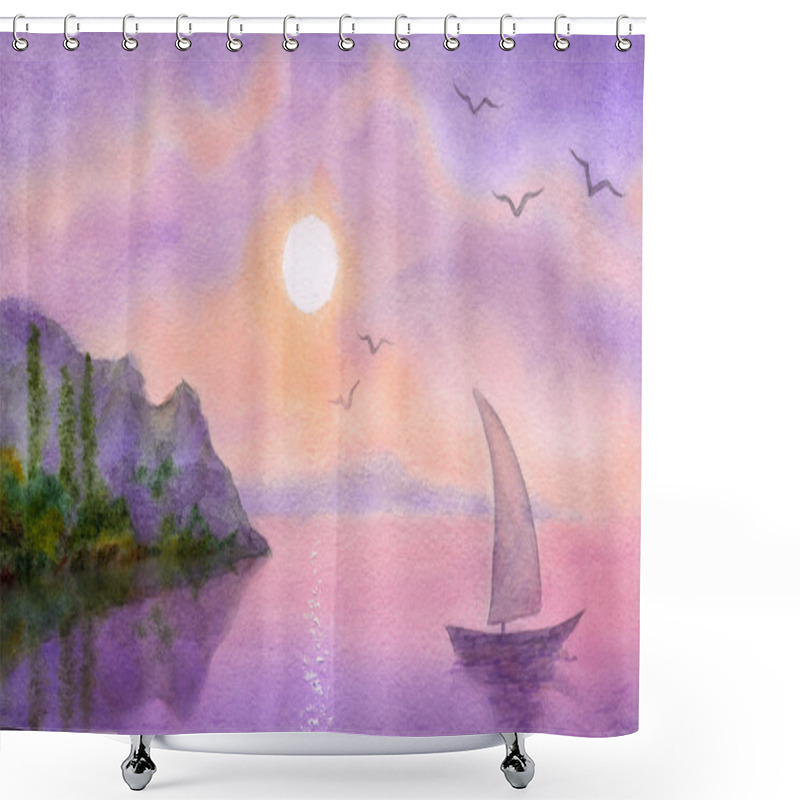 Personality  Sailboat On The  Sea Meets The Sun Shower Curtains