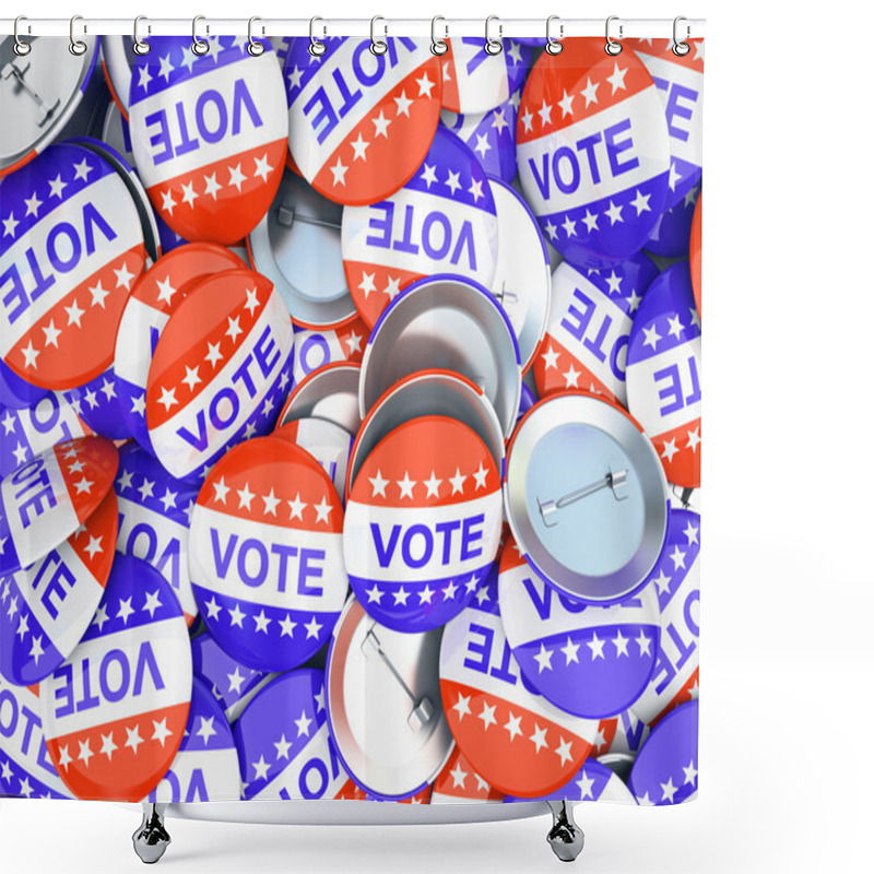 Personality  American Vote Buttons Illustration Shower Curtains