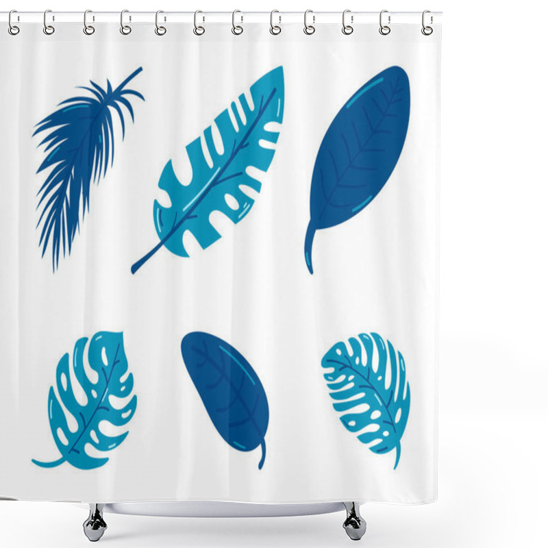 Personality  Set Of Silhouettes Of Tropical Leaves Isolated On White Background. EPS10 Vector. Shower Curtains