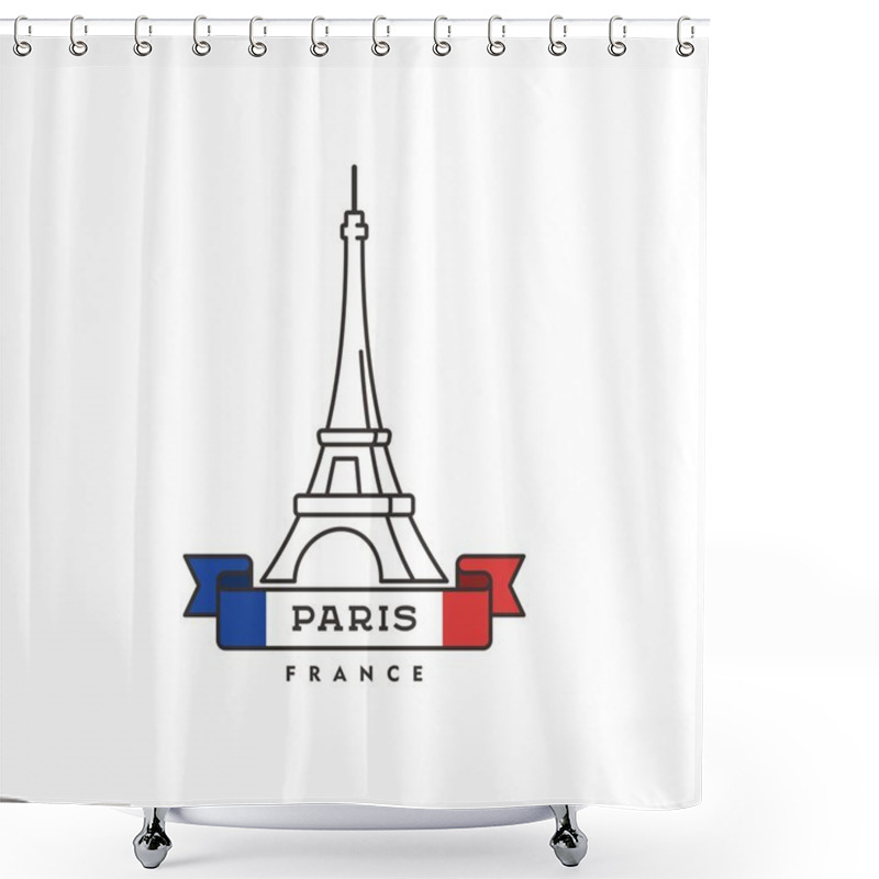 Personality  Eiffel Tower In Paris. Symbol Of France. Vector Illustration. Shower Curtains