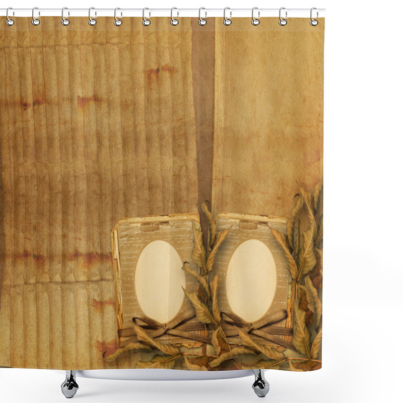 Personality  The Old Paper Frame With Autumn Leaves On The Grunge Abstract Ba Shower Curtains