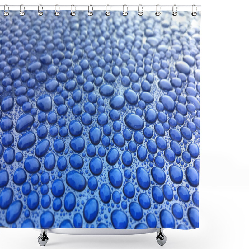 Personality  Close View On Car Paint Polished With Water Drops Beading Shower Curtains