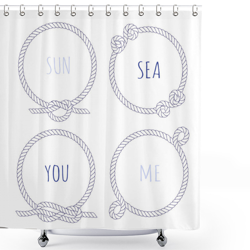 Personality  White Rope Round Vector Design Frame Set Shower Curtains