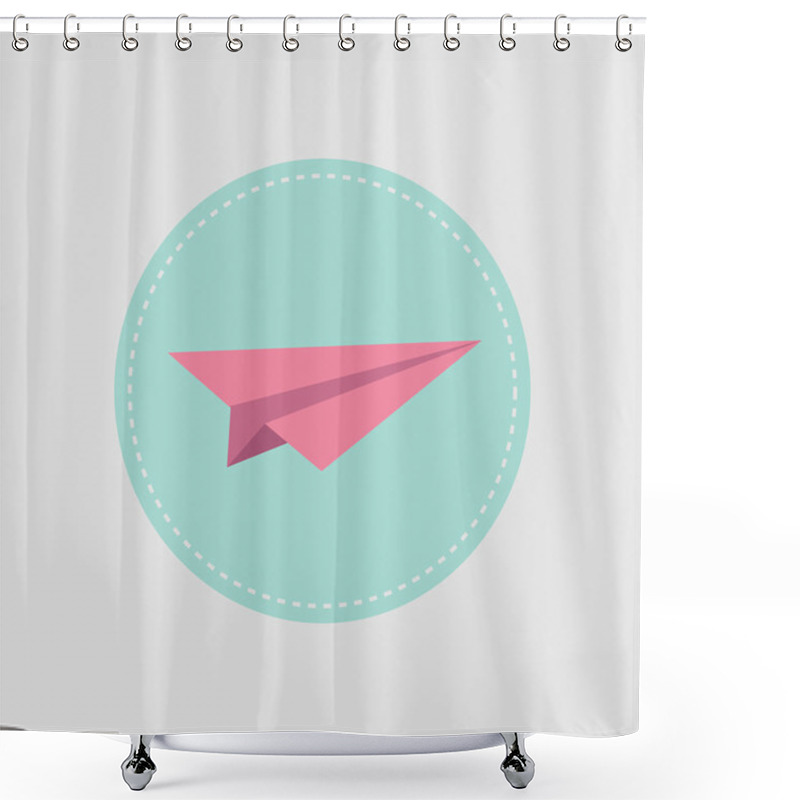 Personality  Origami Paper Plane Icon. Shower Curtains