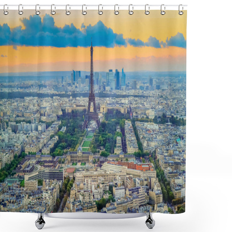 Personality  Eiffel Tower View From Montparnasse At Dramatic Sunset From Above, Paris, France Shower Curtains