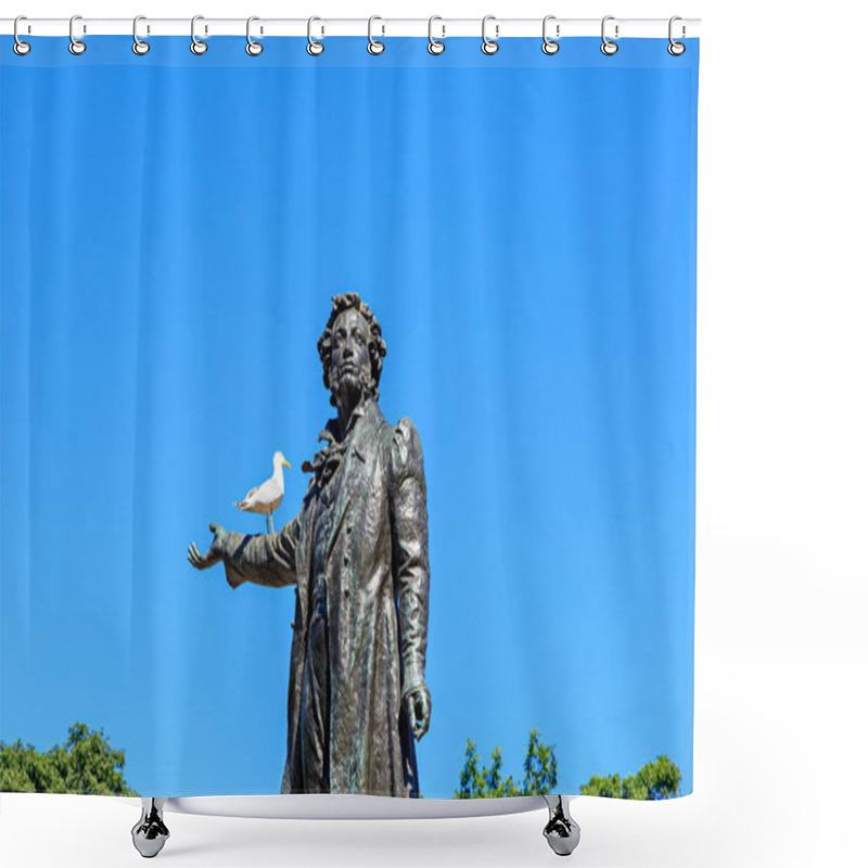 Personality  Saint-Petersburg, Russia. Monument Monument To A.S. Pushkin On A Shower Curtains