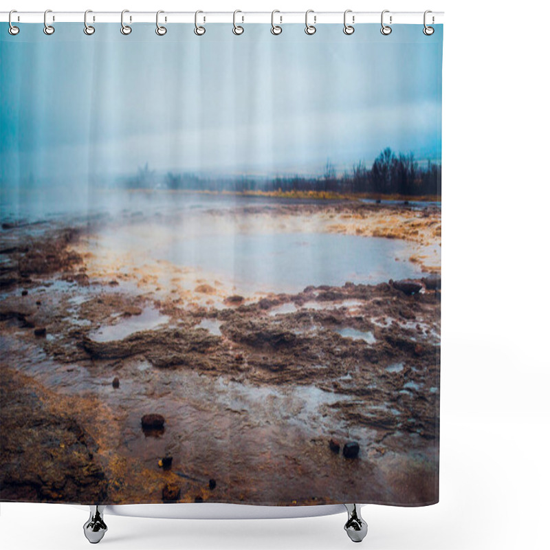 Personality  Wonderful Geyser Pool Throws A Column Of Hot Steam Shower Curtains