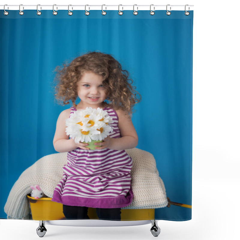 Personality  Happy Smiling Laughing Child: Girl With Curly Hair Shower Curtains