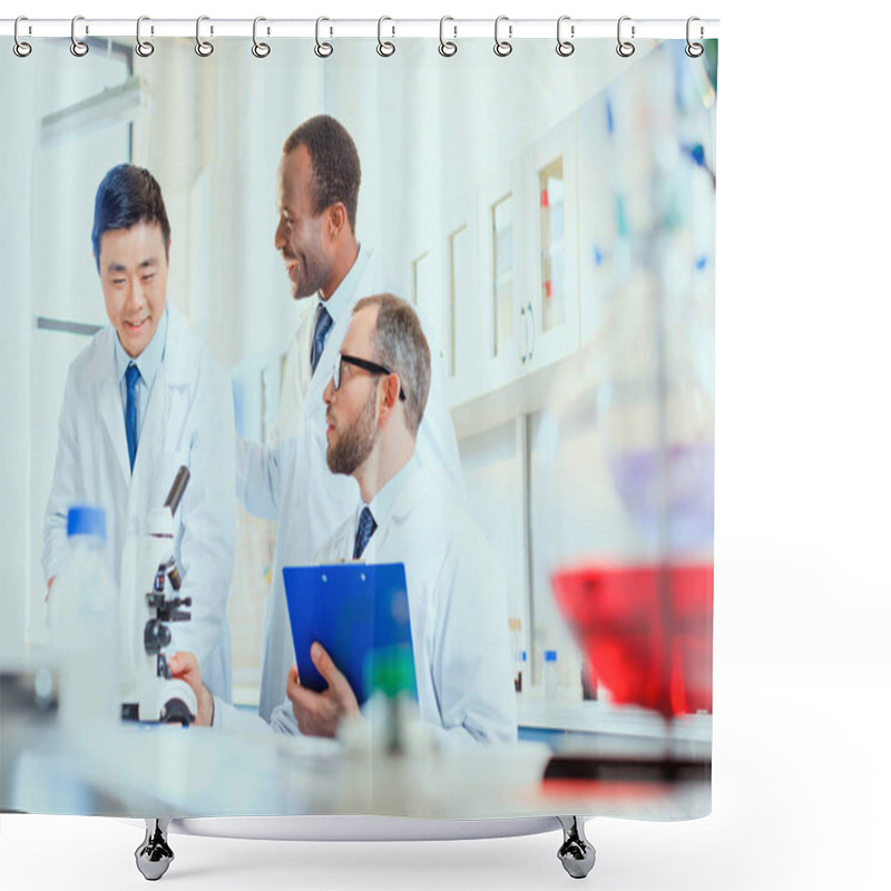 Personality  Doctors Working At Testing Laboratory Shower Curtains