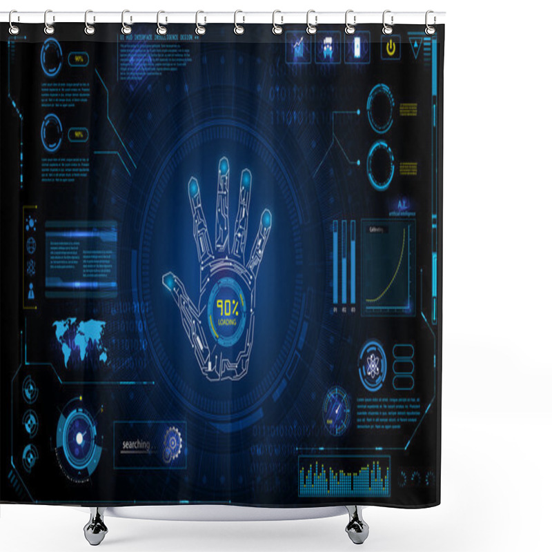 Personality  Futuristic Hand Scan Identify  Shower Curtains