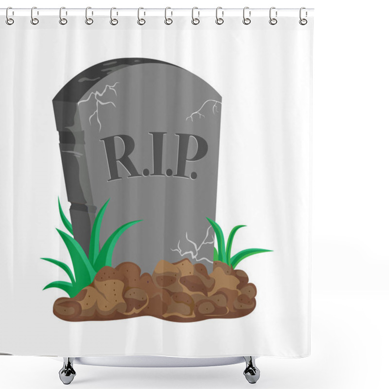 Personality  Image Tombstone, RIP, Flat Design Shower Curtains