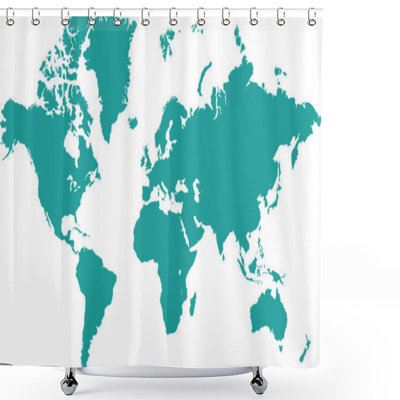 Personality  World Map Green, World Map, Geographic Map, Country Map, Country Border Line, Asia, Africa, Europe, North America, South America, Australia Oceania Shower Curtains