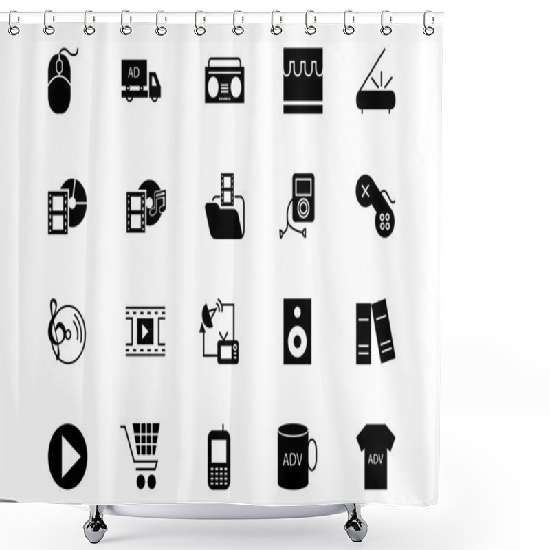 Personality  Media And Advertisement Vector Icons 5 Shower Curtains