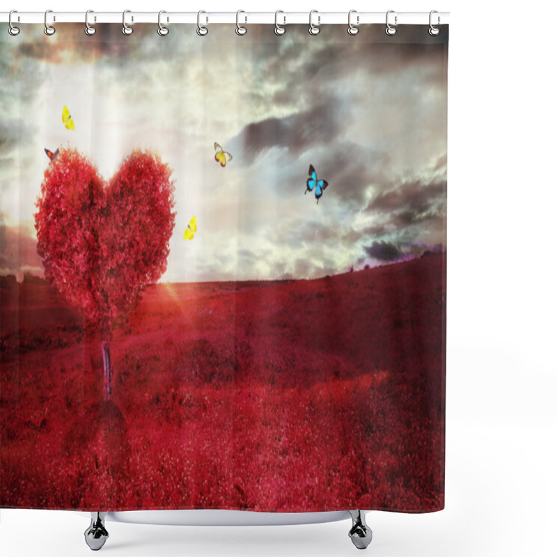 Personality   Abstract Red Landscape  Shower Curtains