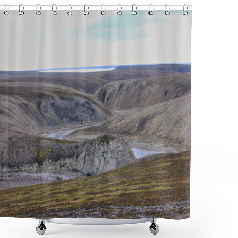 Personality  Scarce Landscape Of Cold Arctic Desert. Novaya Zemlya Archipelago. Nuclear Testing Range 2 Shower Curtains