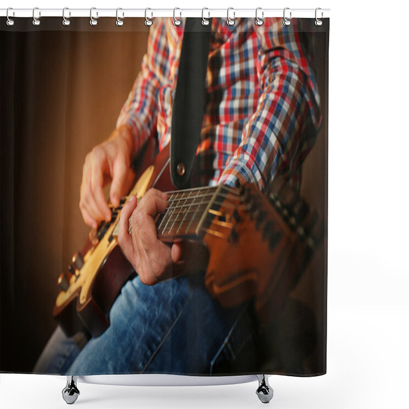 Personality  Man Playing On Electric Guitar   Shower Curtains