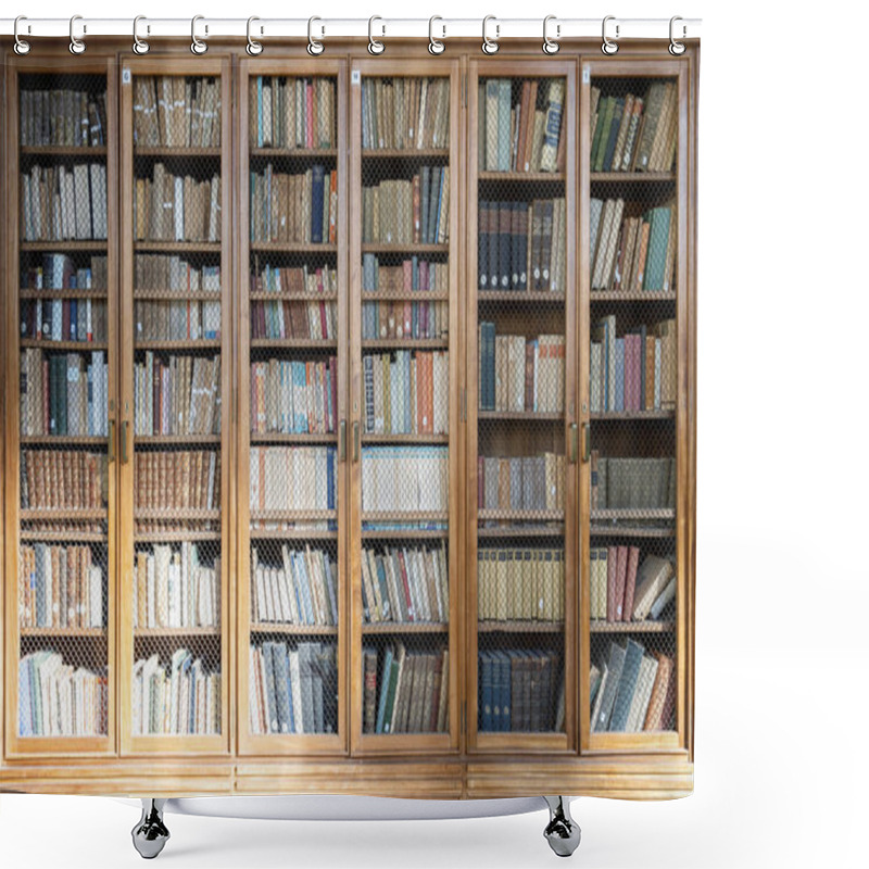 Personality  Bookshelves With Plenty Of Old Books Shower Curtains