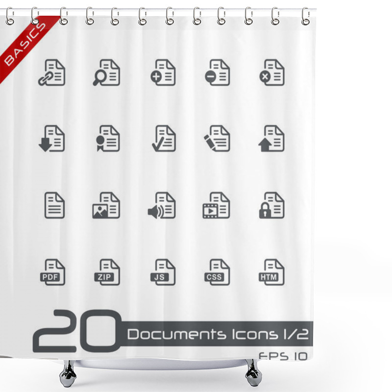 Personality  Documents Icons - Set 1 Of 2 // Basics Shower Curtains