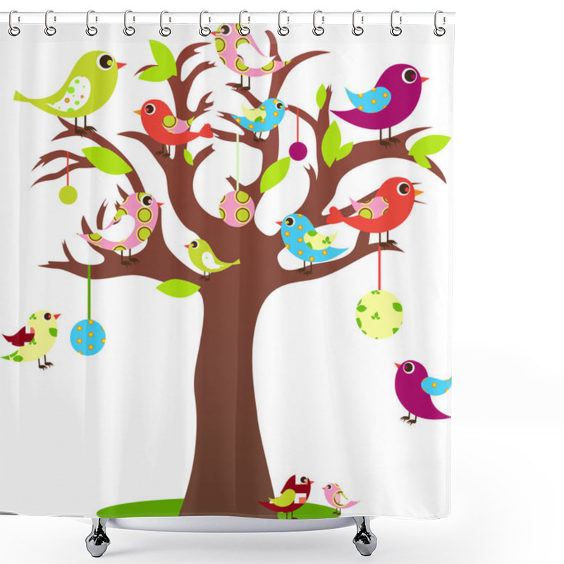 Personality  Birds On Tree Shower Curtains