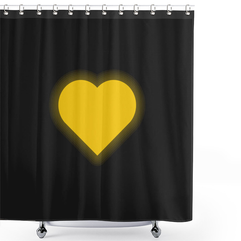 Personality  Big Heart Yellow Glowing Neon Icon Shower Curtains