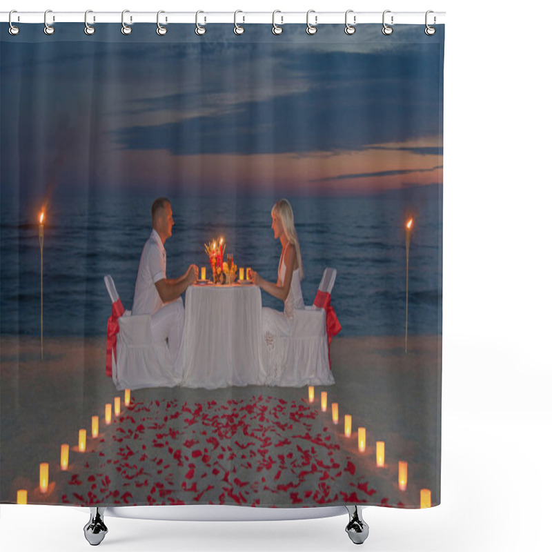 Personality  Couple During Romantic Dinner With Candles Shower Curtains