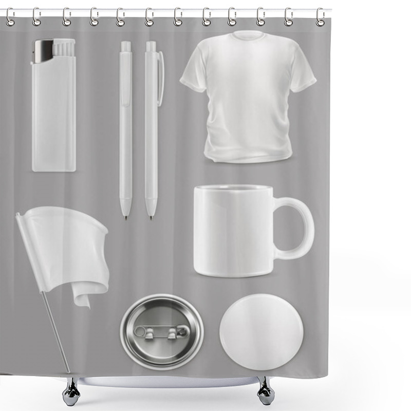 Personality  Promotional Items, Vector Set Mockup Shower Curtains