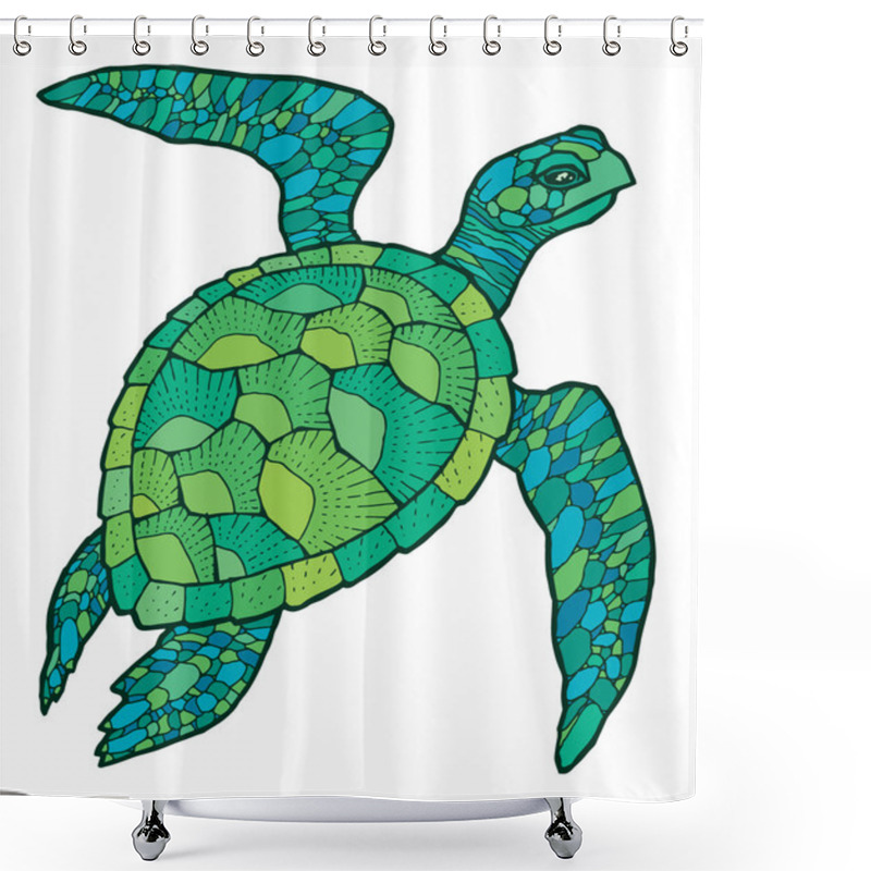 Personality  Sea Turtle - Vector Stylized Drawing Shower Curtains