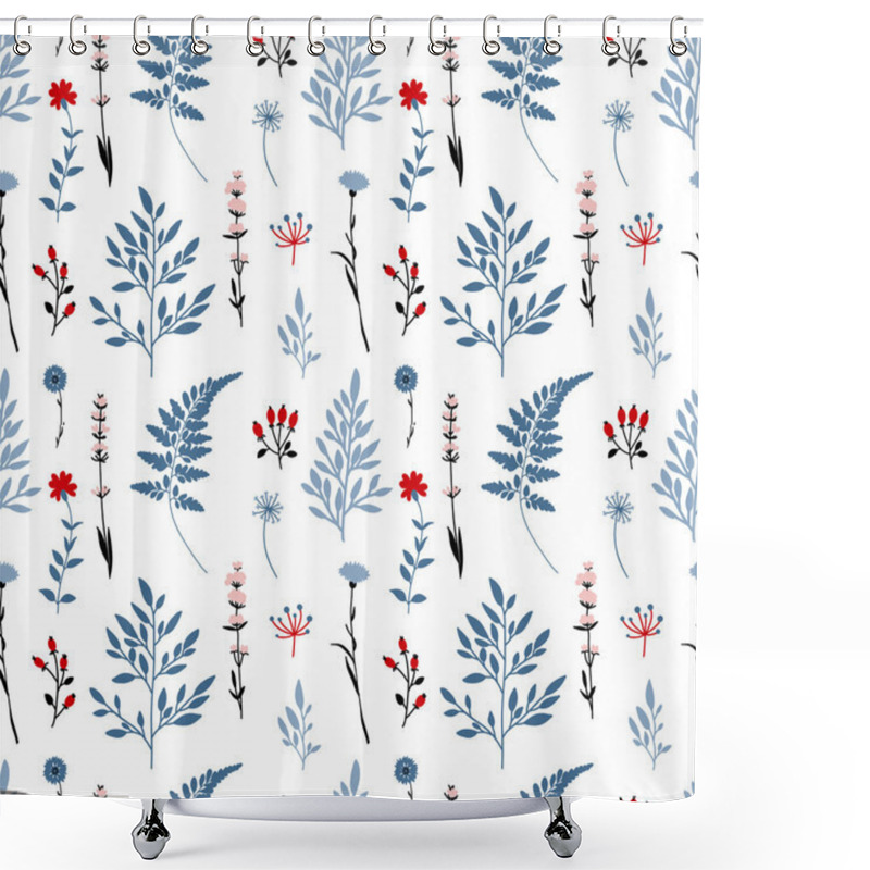 Personality  Seamless Pattern With Flowers Shower Curtains