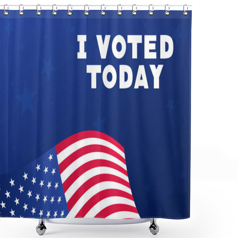 Personality  I Voted Today Message With American Flag On Blue Star Background Shower Curtains