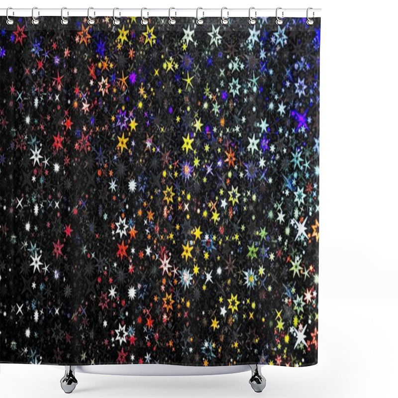 Personality  Colorful Stars On A Dark Background Texture,  Vibrant And Detailed Texture Featuring Multicolored Stars Scattered Across A Dark Background. The Stars Come In Various Sizes And Colors, Creating A Dynamic And Eye-catching Pattern. Shower Curtains