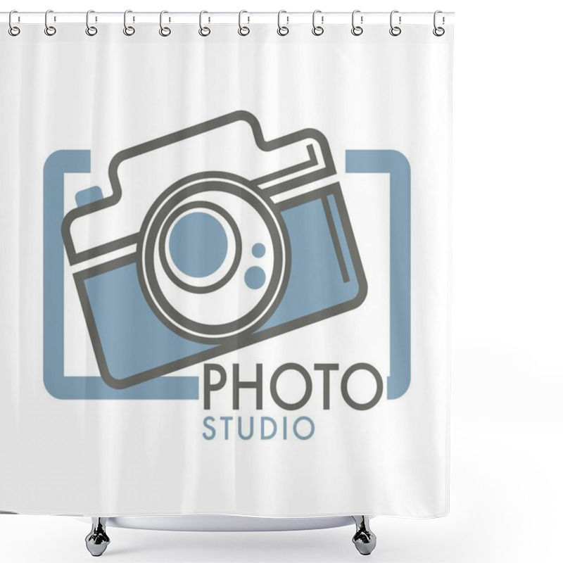 Personality  Photo Studio Camera With Glass Lens In Frame Vector Icon Shower Curtains