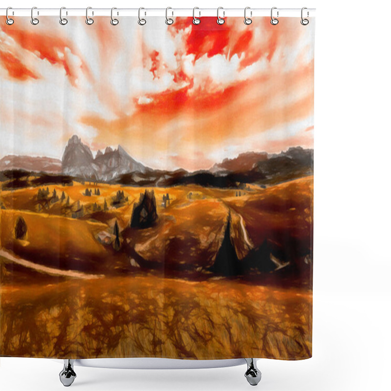 Personality  Landscape  Abstract Painting Digital Artwork Shower Curtains