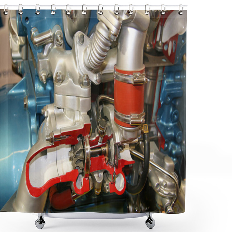 Personality  Turbocharger Cross Section Shower Curtains