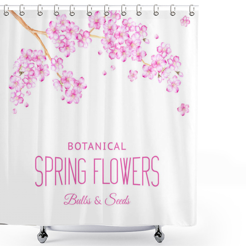 Personality  Card Of Cherry Blossom Flowers. Shower Curtains