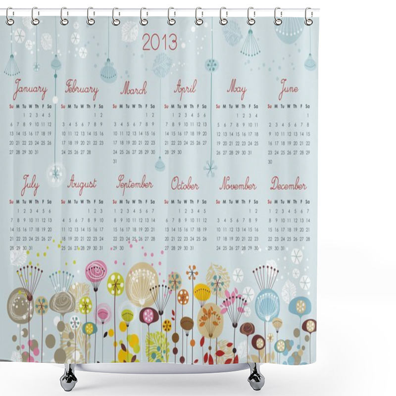 Personality  Decorative Calendar For 2013 Shower Curtains