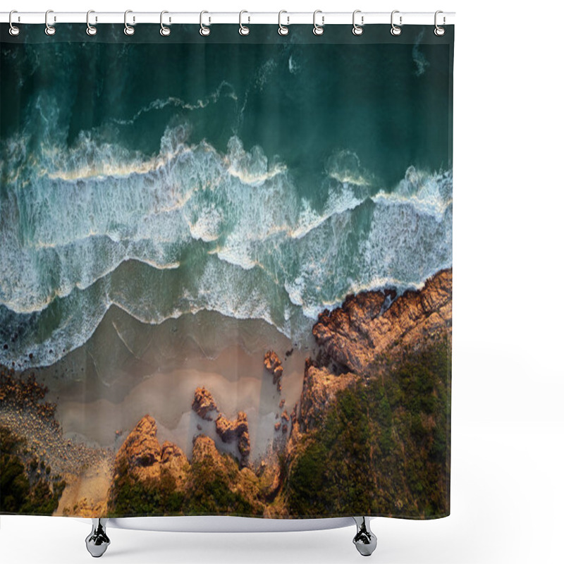 Personality  Ocean Waves Breaking On Coastline Shower Curtains